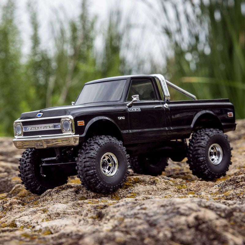 1/30 SCX30 Chevrolet K10 4X4 RTR Brushed Rock Crawler (Battery & Charger Included), Black