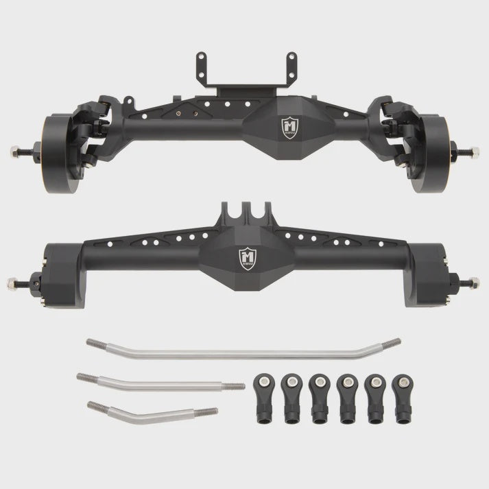 MEUS Racing Isokinetic 3-Section CVD Portal Front Rear Axles with 2 Servo Mounts for 1/10 Axial Capra 1.9 UTB DIY SCX10 SCX10 II Black