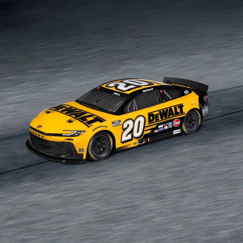 LOS1122520 1/12 NASCAR RC Race Car Christopher Bell? No. 20? 2025 DEWALT Toyota Camry XSE 2S AWD RTR Brushed On-Road (Battery & Charger Included), Yellow