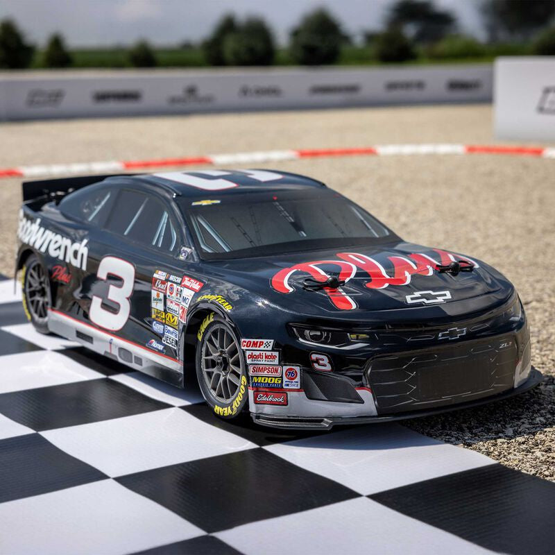LOSF1122503 1/12 NASCAR RC Race Car RCR No. 3 GM Goodwrench Chevrolet ZL1 2S AWD RTR Brushed On-Road (Battery & Charger Included), Black