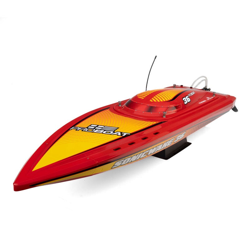 Sonicwake 36" V3, Self-Righting V-Hull Boat RTR, Red Hull