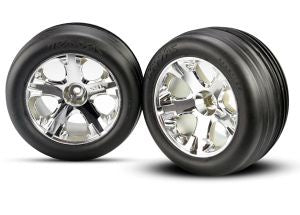 TRA-3771 All-Star 2.8" Chrome Wheels & Alias Ribbed Tires (2)