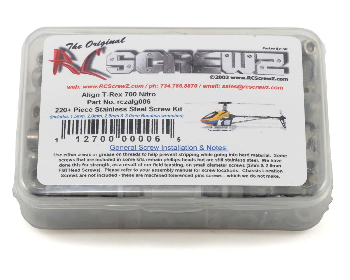 RCZALG006 RC Screwz Screw Set: T-REX 700 Nitro
