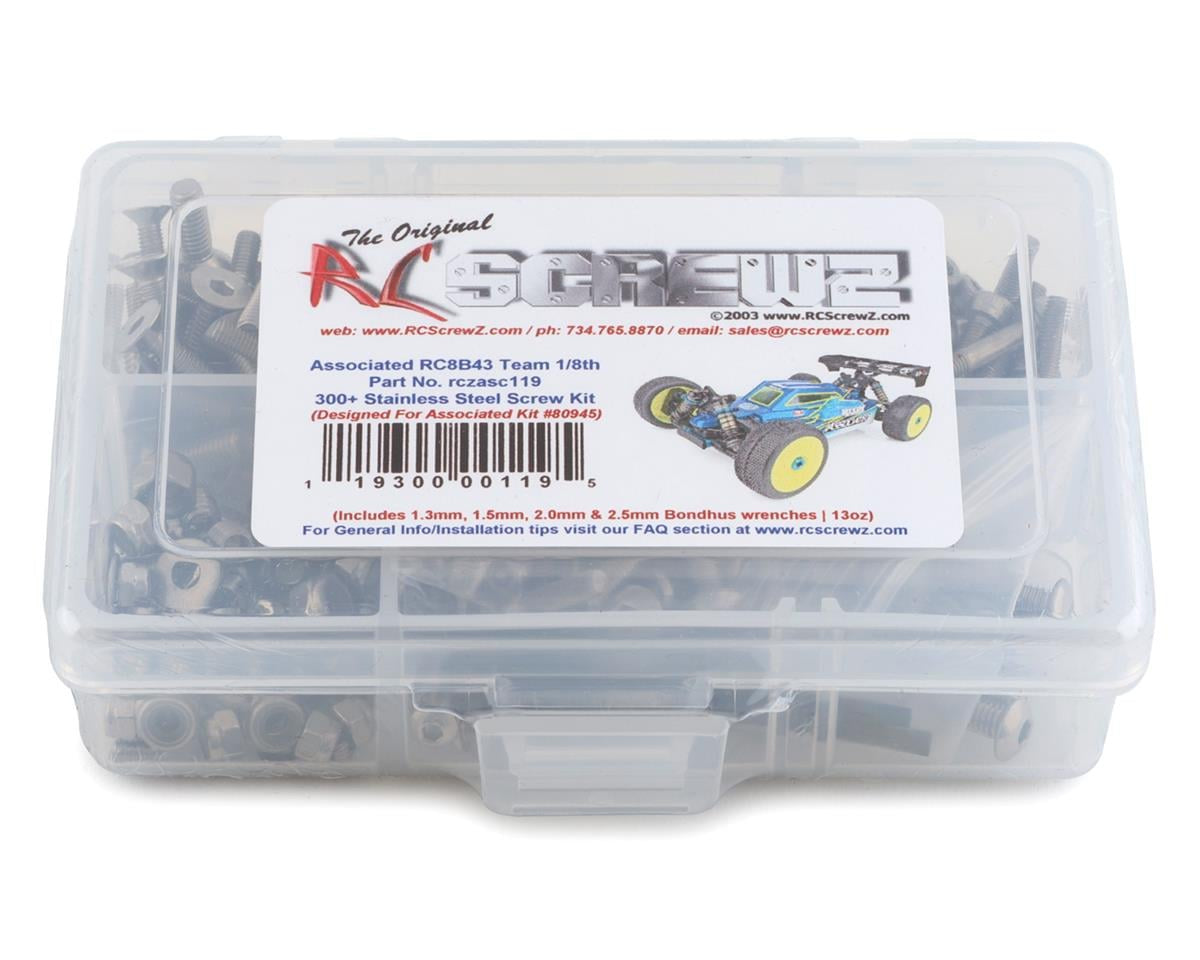 RCZASC119 RC Screwz Associated RC8B4e 1/8th E Buggy Stainless Steel Screw Kit