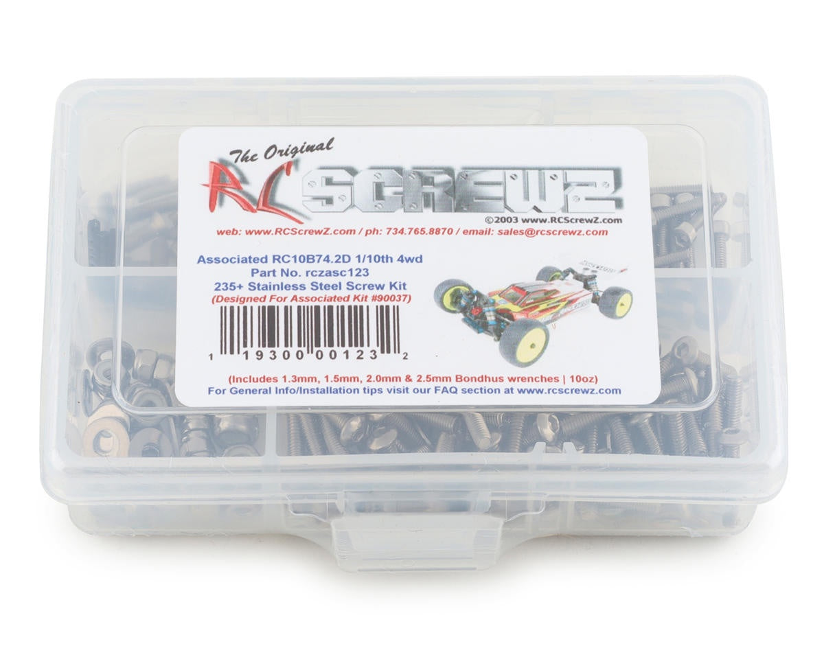 RCZASC123 RC Screwz Associated RC10B74.2D 4wd Buggy Stainless Steel Screw Kit