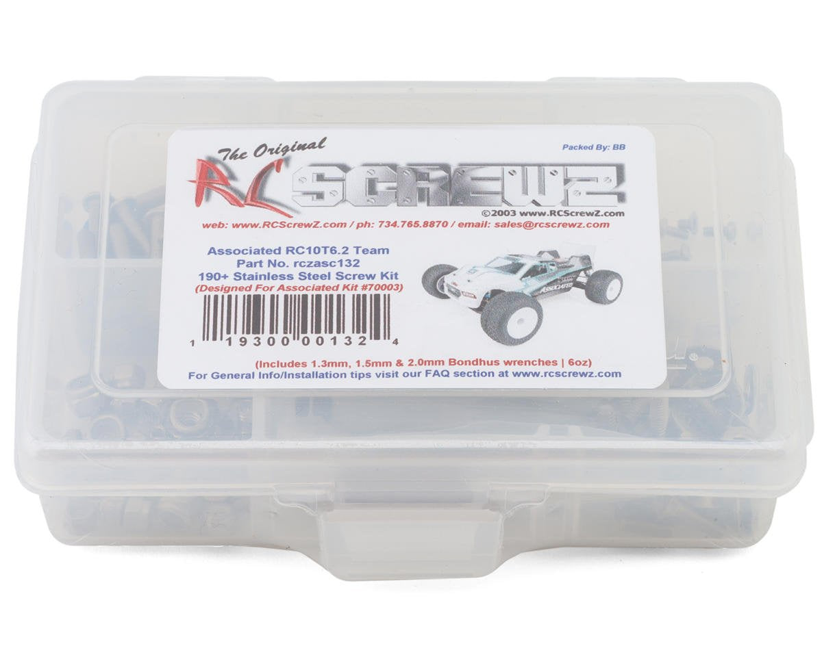 RCZASC132 RC Screwz Team Associated RC10T6.2 Team Kit Stainless Steel Screw Kit