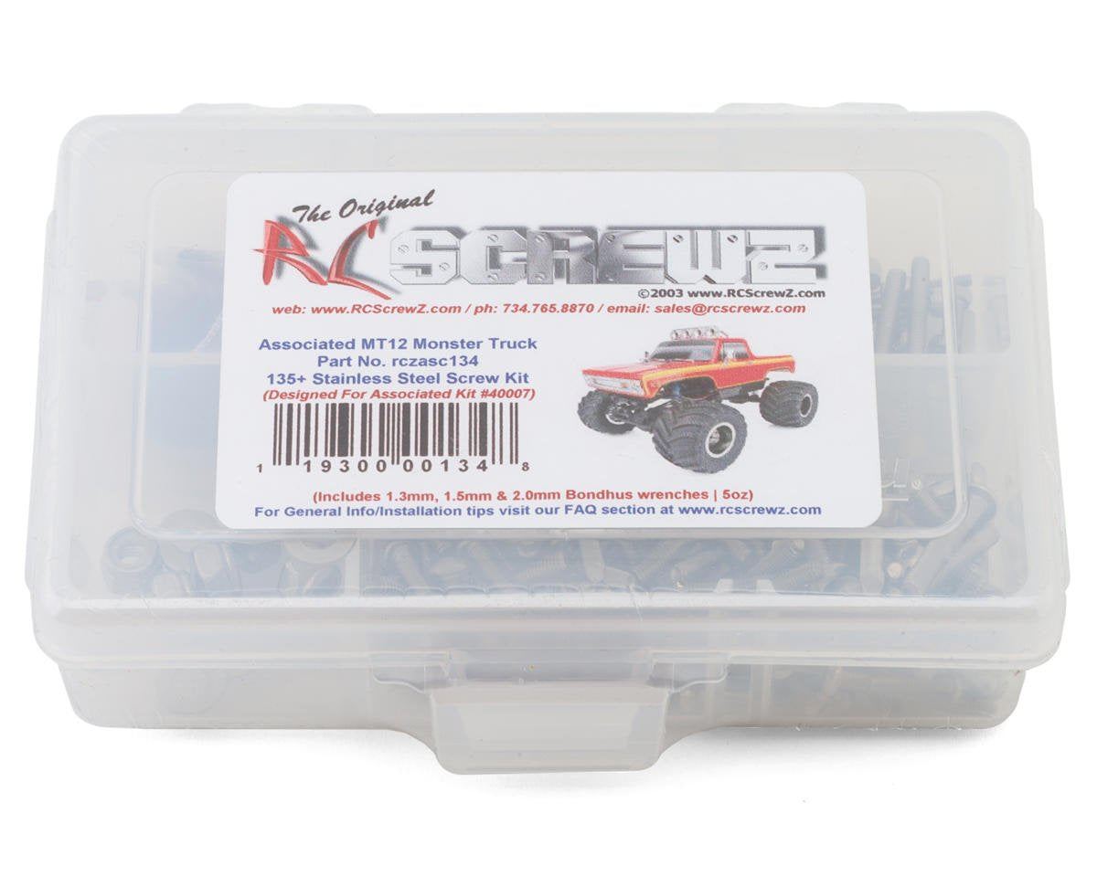 RCZASC134 RC Screwz Team Associated MT12 Monster Truck Stainless Steel Screw Kit