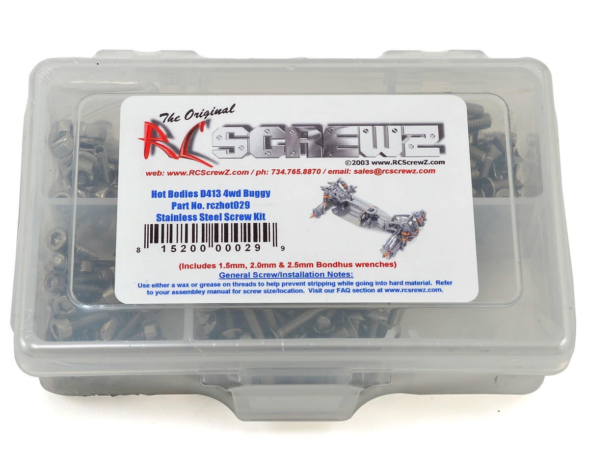 RCZHOT029 RC Screwz Hot Bodies D413 4WD Buggy Stainless Steel Screw Kit