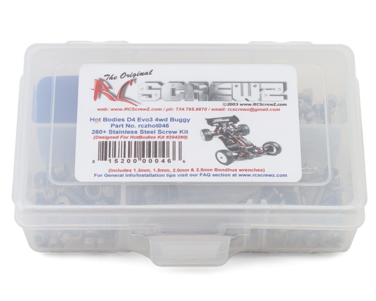 RCZHOT046 RC Screwz HB Racing D4 Evo3 4wd 1/10th Stainless Steel Screw Kit