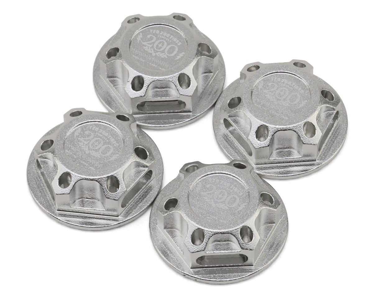 TZO Tires 17mm Aluminum "TZO 200 Logo" Covered Serrated Wheel Nuts (Raw Silver)
