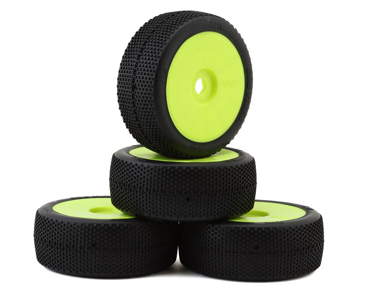 TZO Tires 201 1/8 Buggy Pre-Glued Tire Set (Yellow) (4) (Ultra Clay)