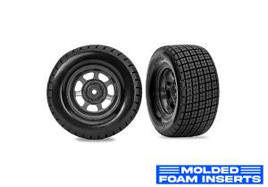 TRA-10474R Dirt Oval Gray Rear Wheels w/ Hoosier Tires (2)