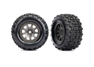 TRA-10770-GRAY Gray Rear Wheels w/ Sledgehammer Tires (2)