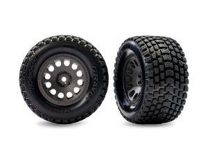 TRA-10772-GRAY Gray Front Mini XRT Wheels w/ Gravix Tires (2)
