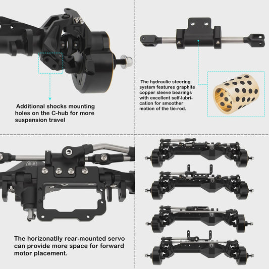 MEUS Racing CHEAT CODE 4WS V2 Capra 1.9 Isokinetic Portal Axles for 1/10 Axial Capra 1.9 & DIY SCX10 SCX10 II (Black)