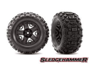 TRA-6792 5-Spoke 2.8" Black Wheels & Sledgehammer Tires (2)