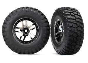 TRA-6873T SCT Black Chrome Wheels w/ BFG S1 Tires (2)