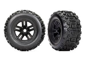 TRA-9672 3.8" Black 5-Spoke Wheels & Sledgehammer Tires (2)