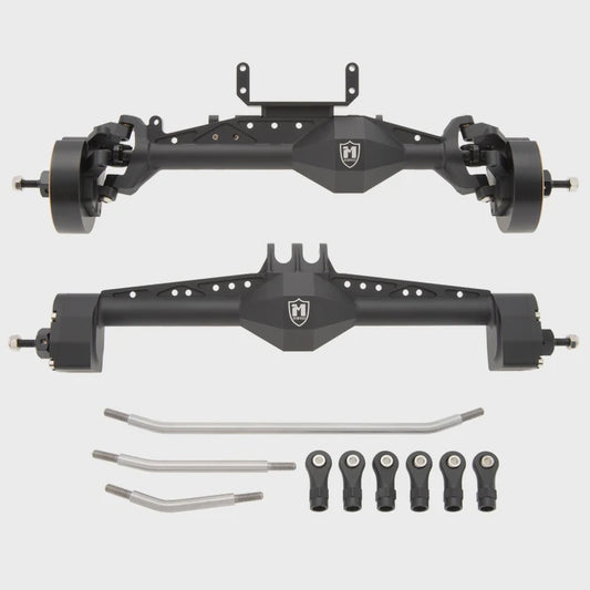 MEUS Racing Isokinetic 3-Section CVD Portal Front Rear Axles with 2 Servo Mounts for 1/10 Axial Capra 1.9 UTB DIY SCX10 SCX10 II Black