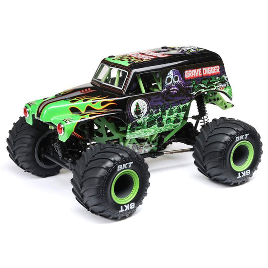 LOS01026T1 1/18 Mini LMT Grave Digger 2S 4X4 RTR Brushed Monster Truck (Battery & Charger Included), Green