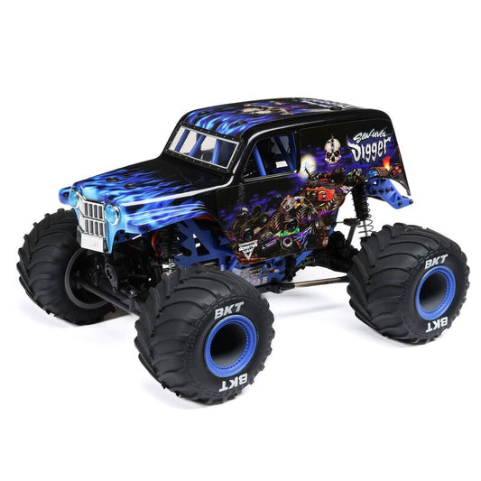 LOS01026T2 1/18 Mini LMT Son Uva Digger 2S 4X4 RTR Brushed Monster Truck (Battery & Charger Included), Blue