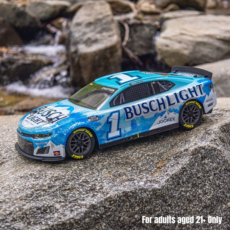 LOS1122501 1/12 NASCAR RC Race Car Ross Chastain No. 1 2025 Busch Light Chevrolet ZL1 2S AWD RTR Brushed On-Road (Battery & Charger Included),  Blue