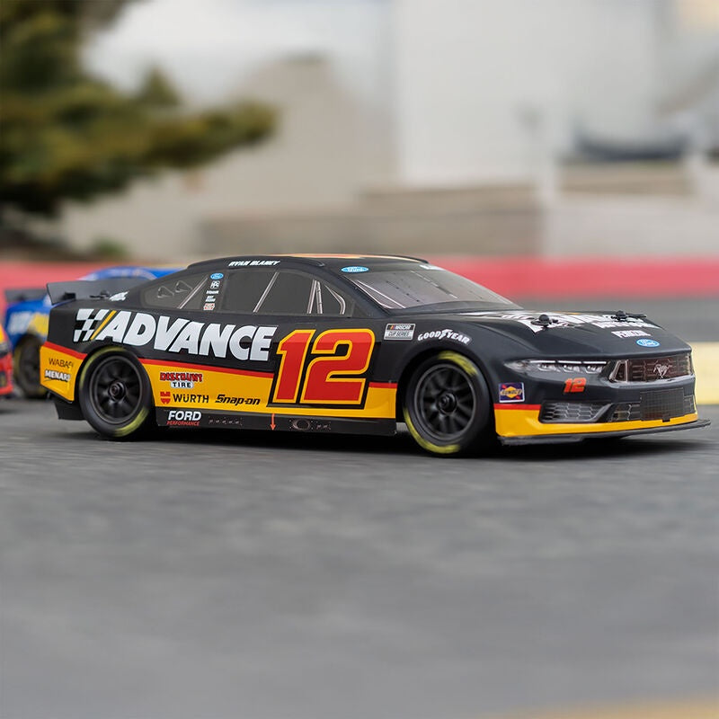 LOS1122512 1/12 NASCAR RC Race Car Ryan Blaney No. 12 2025 Advance Auto Ford Mustang 2S AWD RTR Brushed On-Road (Battery & Charger included, Black