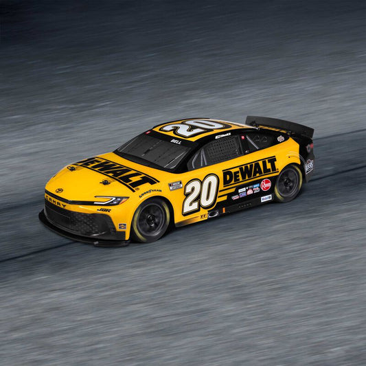 LOS1122520 1/12 NASCAR RC Race Car Christopher Bell? No. 20? 2025 DEWALT Toyota Camry XSE 2S AWD RTR Brushed On-Road (Battery & Charger Included), Yellow