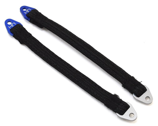 HRASLS115T1806 Hot Racing 115mm Suspension Travel Limit Straps (2) (Blue/Silver)