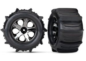 TRA-4175 All-Star 2.8" Black Chrome Wheels & Paddle Tires (2)
