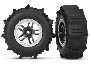 TRA-5891 Black & Satin Chrome Wheels with Paddle Tires (2)