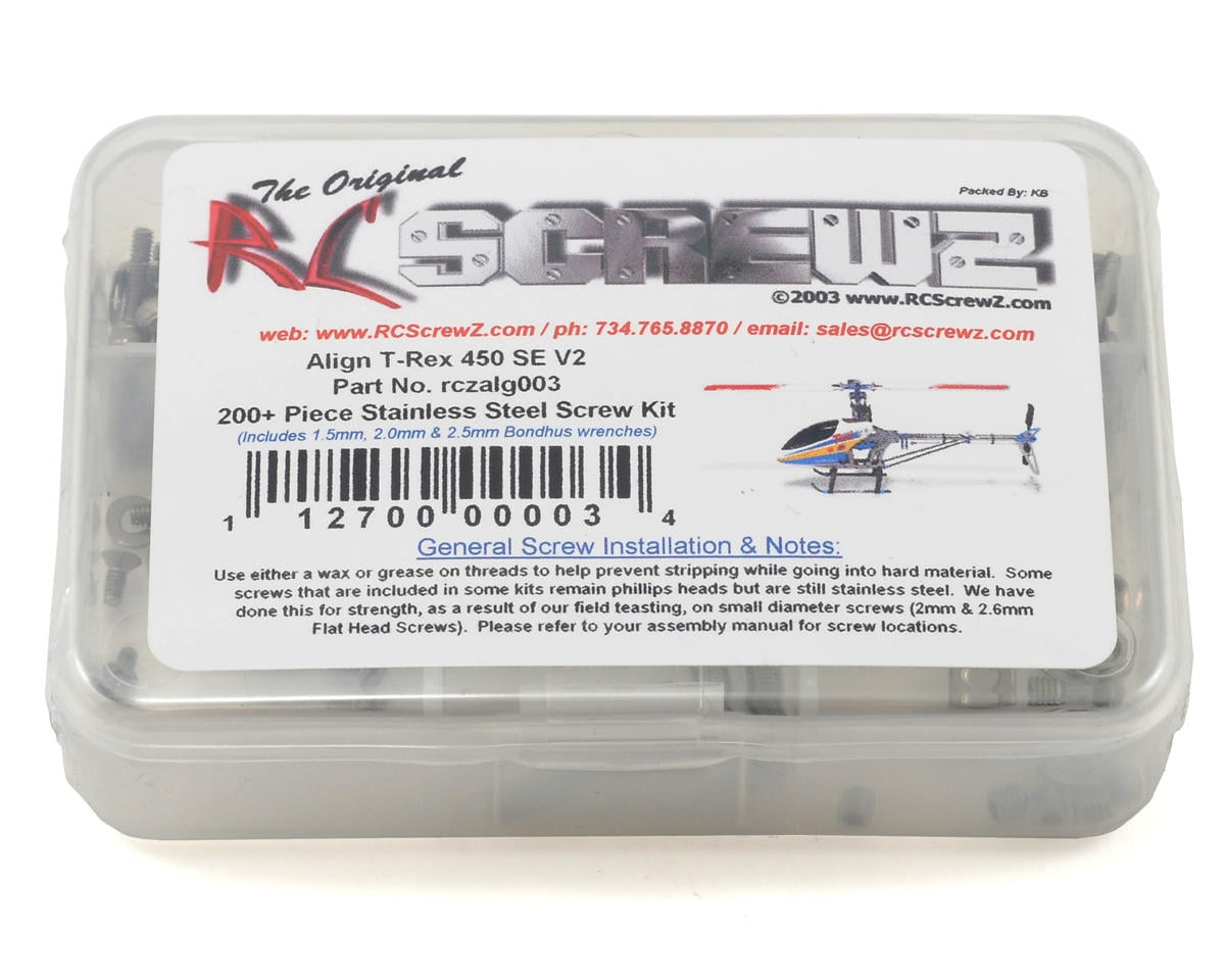 RCZALG003 RC Screwz Align 450 SE V2 Heli Screw Set