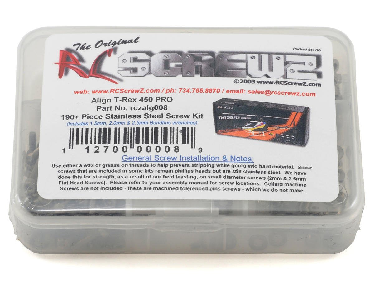 RCZALG008 RC Screwz Screw Set: T-REX 450 Pro