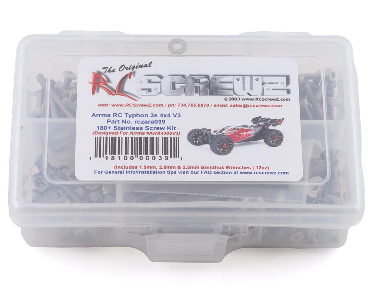 RCZARA039 RC Screwz Arrma Typhon 3S 4x4 V5 Stainless Steel Screw Kit
