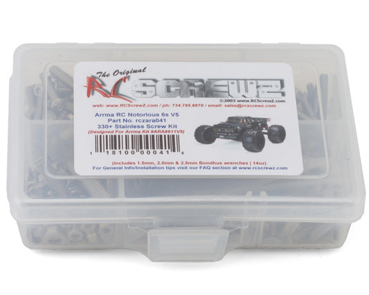 RCZARA041 RC Screwz Arrma Notorious 6S BLX V5 Stainless Steel Screw Kit