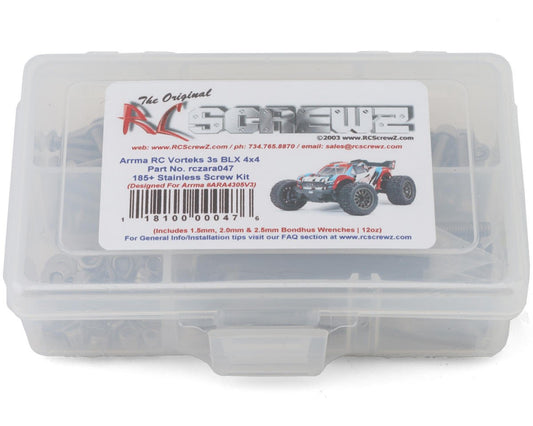 RCZARA047 RC Screwz Arrma Vorteks 4X4 3S BLX Stainless Steel Screw Kit