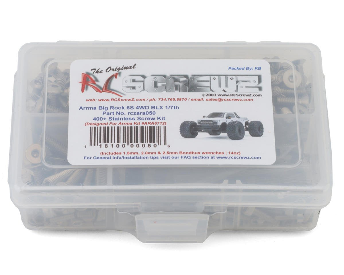 RCZARA050 RC Screwz Arrma Big Rock 6S BLX 1/7 Monster Truck Stainless Steel Screw Kit