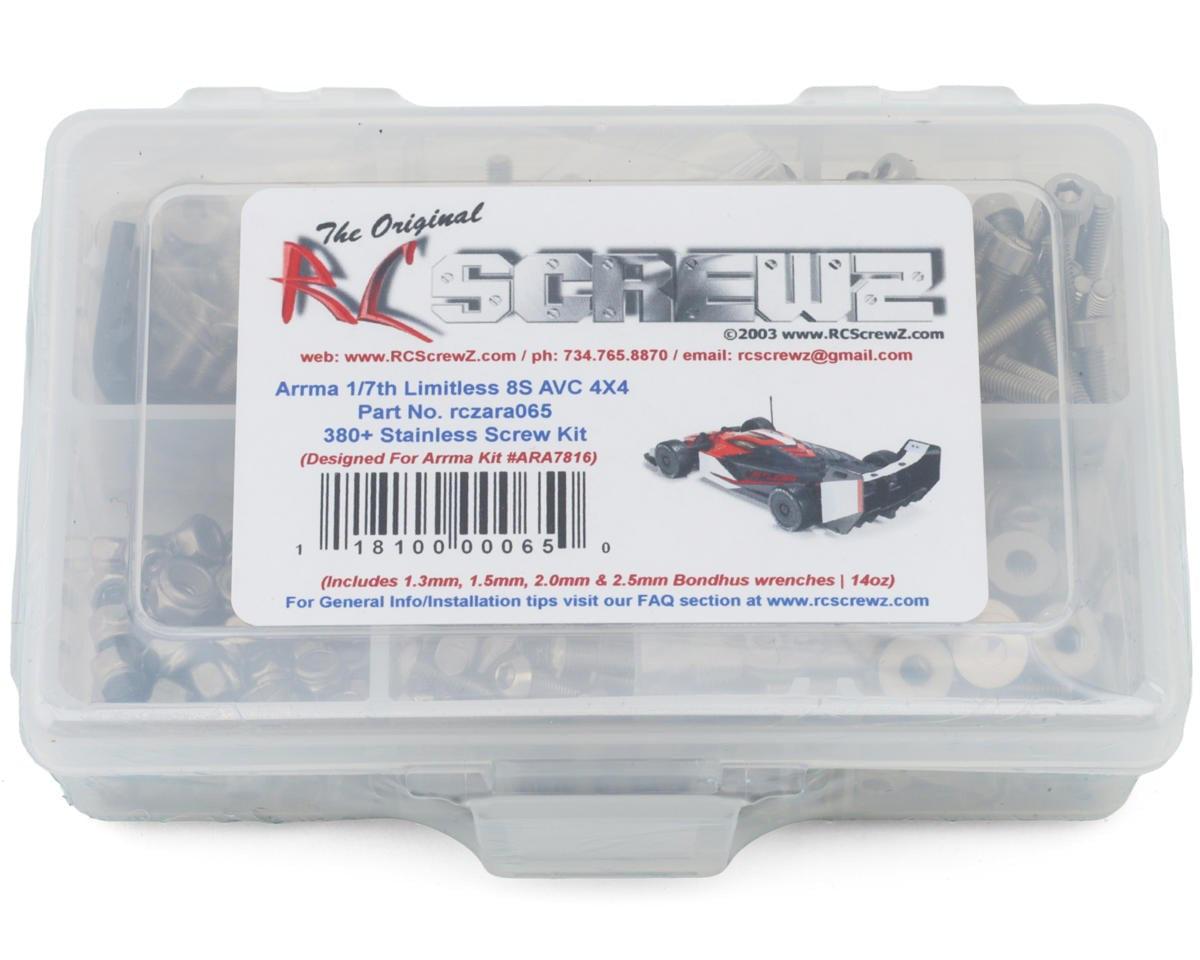 RCZARA065 RC Screwz Arrma® Limitless™ 120 8S Stainless Steel Screw Kit