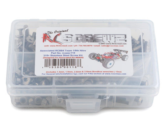 RCZASC118 RC Screwz Associated RC8B4 1/8th Nitro Buggy Stainless Steel Screw Kit