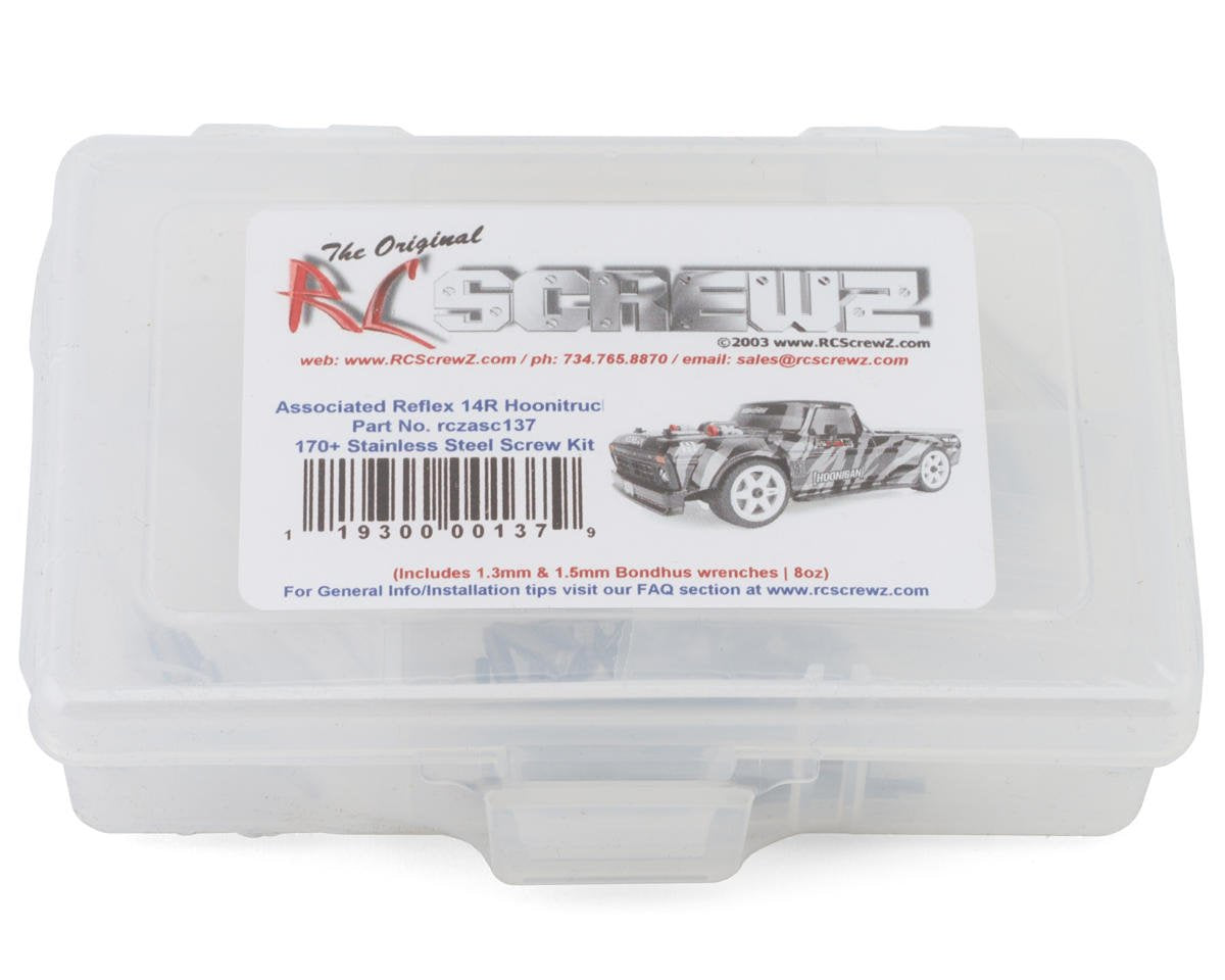 RCZASC137 RC Screwz Associated Reflex 14R Hoonitruck Stainless Steel Screw Kit