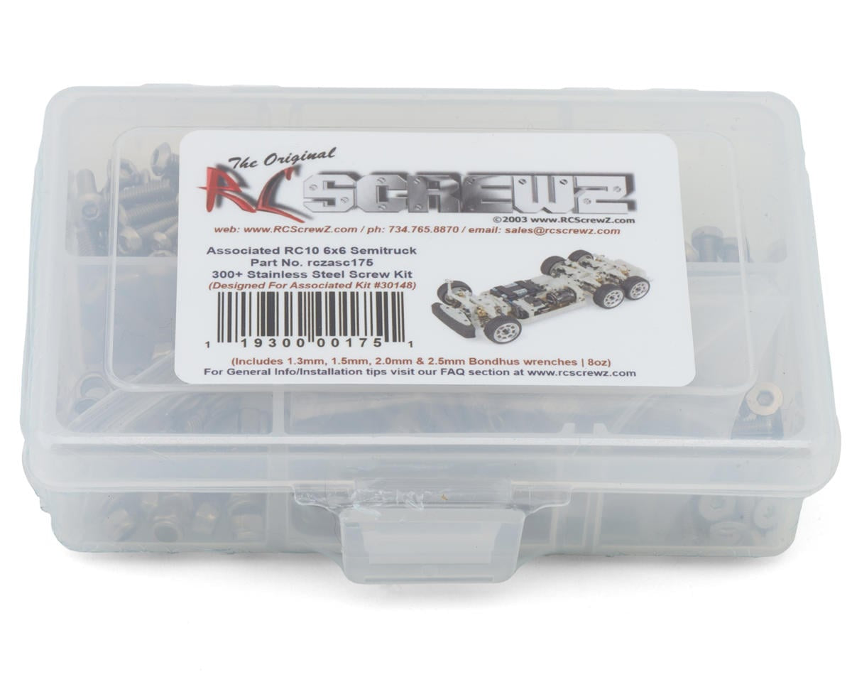 RCZASC175 RC Screwz Team Associated RC10 1/10 6x6 Semi-Truck Stainless Steel Screw Kit