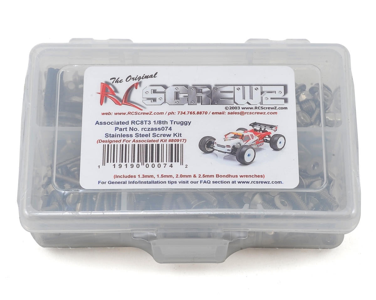 RCZASC074 RC Screwz Associated RC8T3 Team Stainless Screw Kit