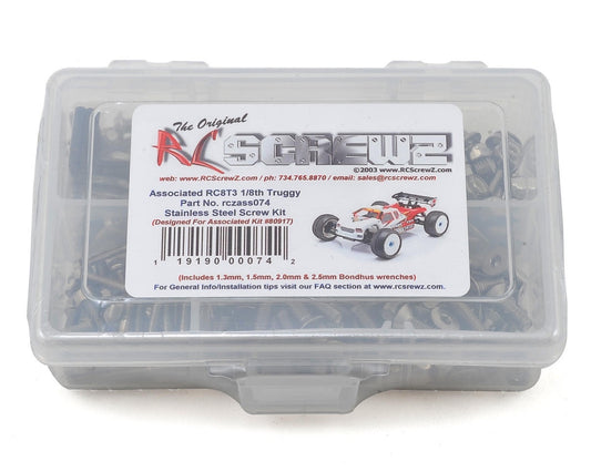 RCZASC074 RC Screwz Associated RC8T3 Team Stainless Screw Kit