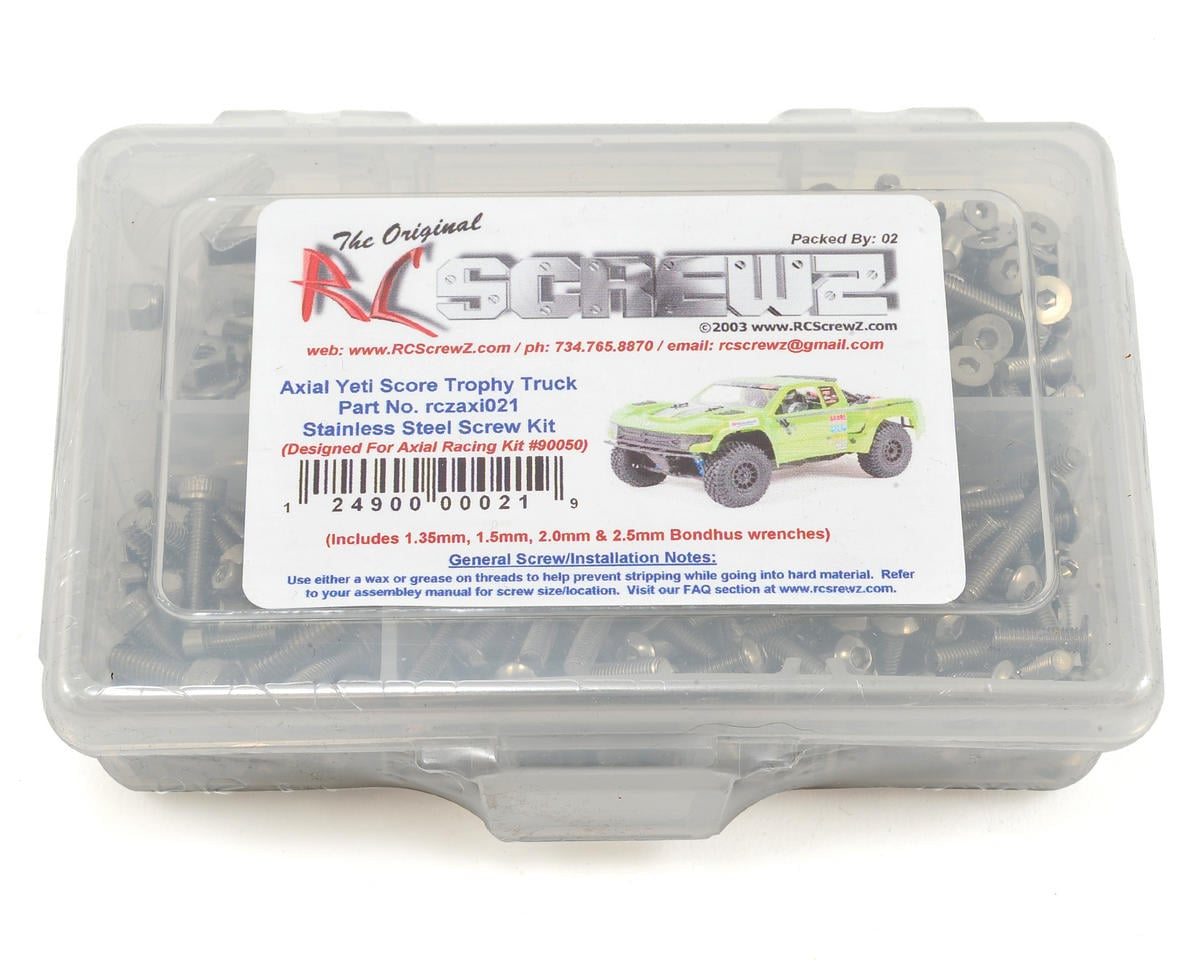 RCZAXI021 RC Screwz Axial Yeti Score Trophy Stainless Screw Kit