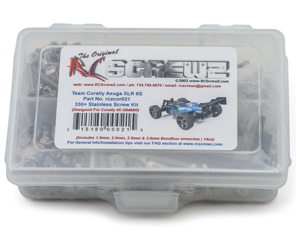 RCZCOR021 RC Screwz Team Corally Asuga XLR 6S Series Stainless Steel Screw Kit