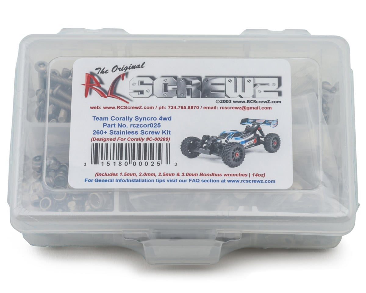 RCZCOR025 RC Screwz Team Corally Syncro 2WD Series Stainless Steel Screw Kit