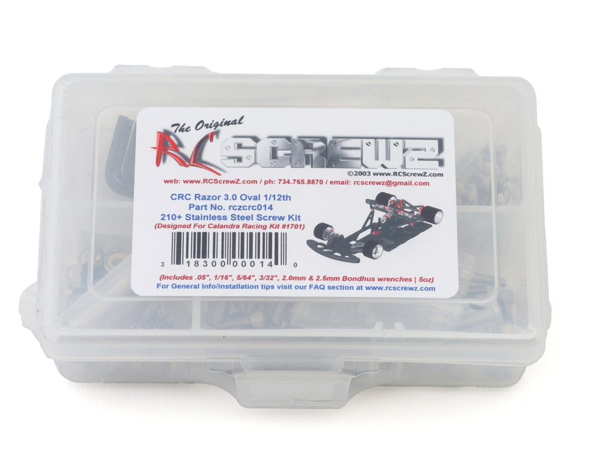 RCZCRC014 RC Screwz CRC Razor 3.0 Oval 1/12 Pan Car Stainless Steel Screw Kit