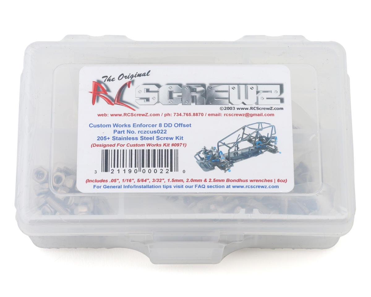 RCZCUS022 RC Screwz Custom Works Enforcer 8 DD Stainless Steel Screw Kit