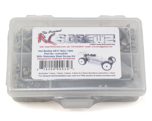 RCZHOT034 RC Screwz HB D817 Nitro Stainless Steel Screw Kit