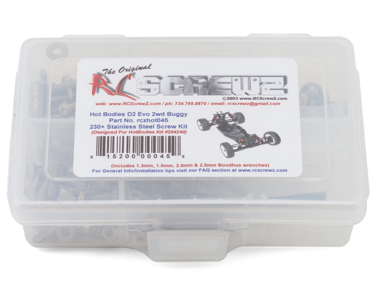 RCZHOT045 RC Screwz HB Racing D2 Evo 2wd 1/10th Stainless Steel Screw Kit